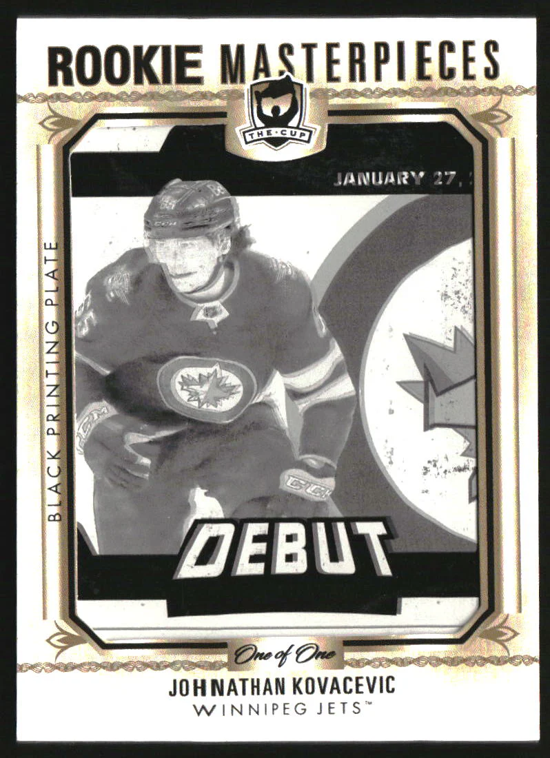 2022 The Cup Printing Plates Black Rookie Masterpiece Johnathan Kovacevic RC 1/1