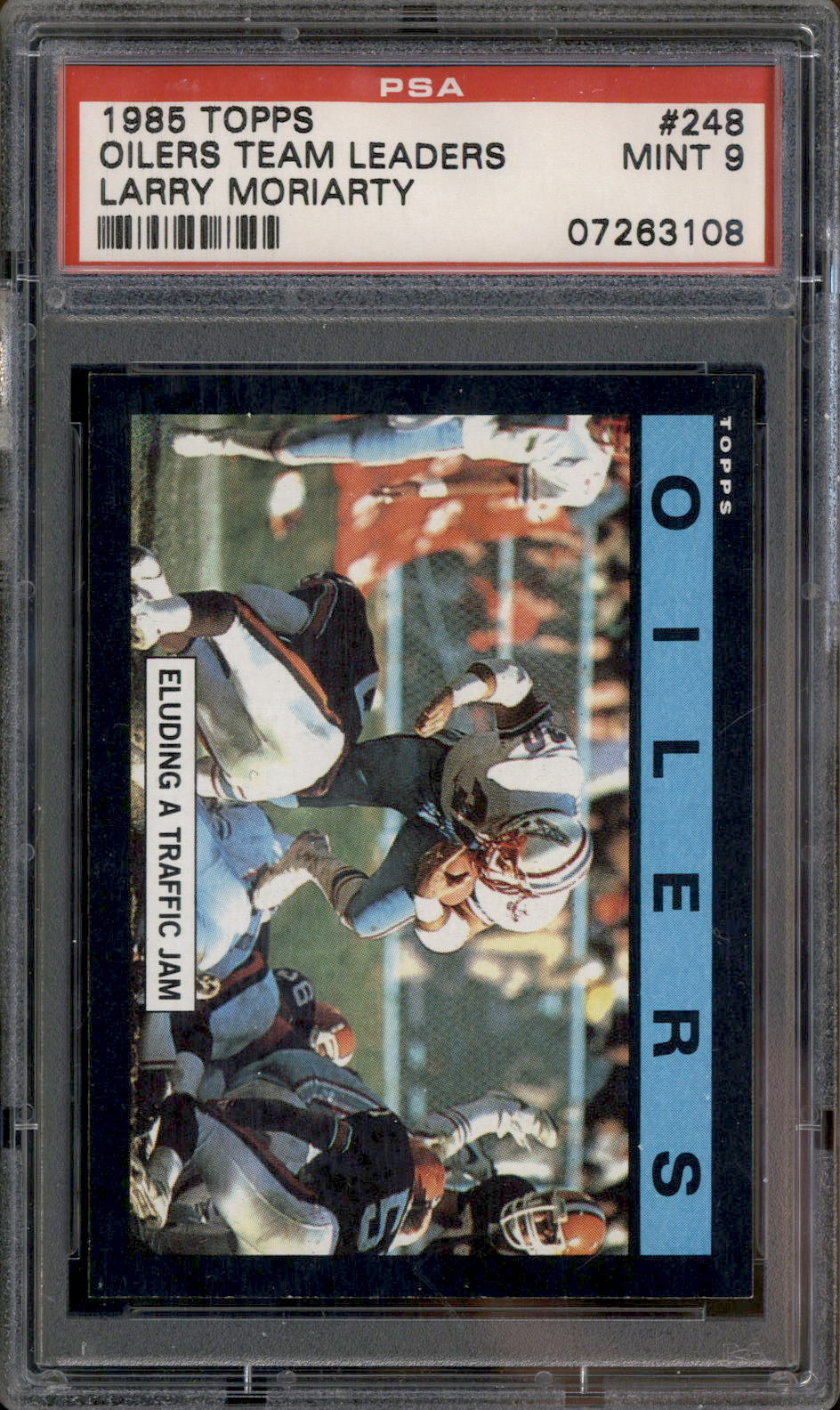 1985 Topps #248 Oilers Team Leaders Larry Moriarty PSA 9