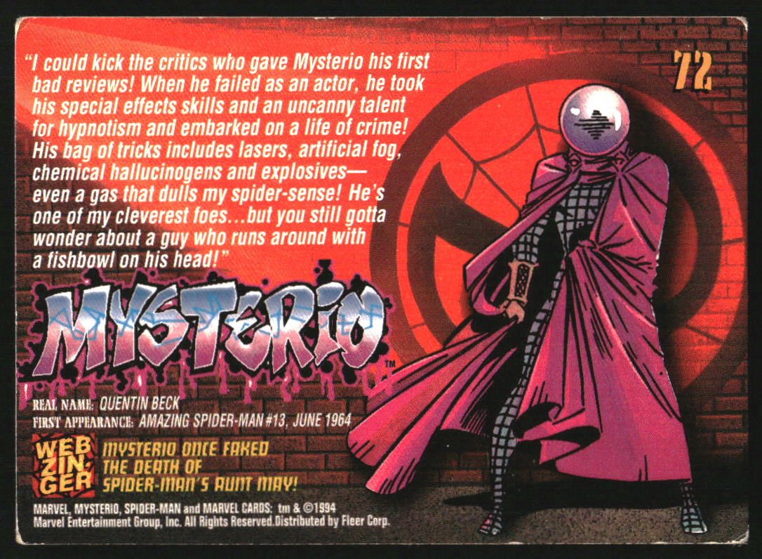 1994 Marvel Cards #72 Mysterio Enemies - Image 2