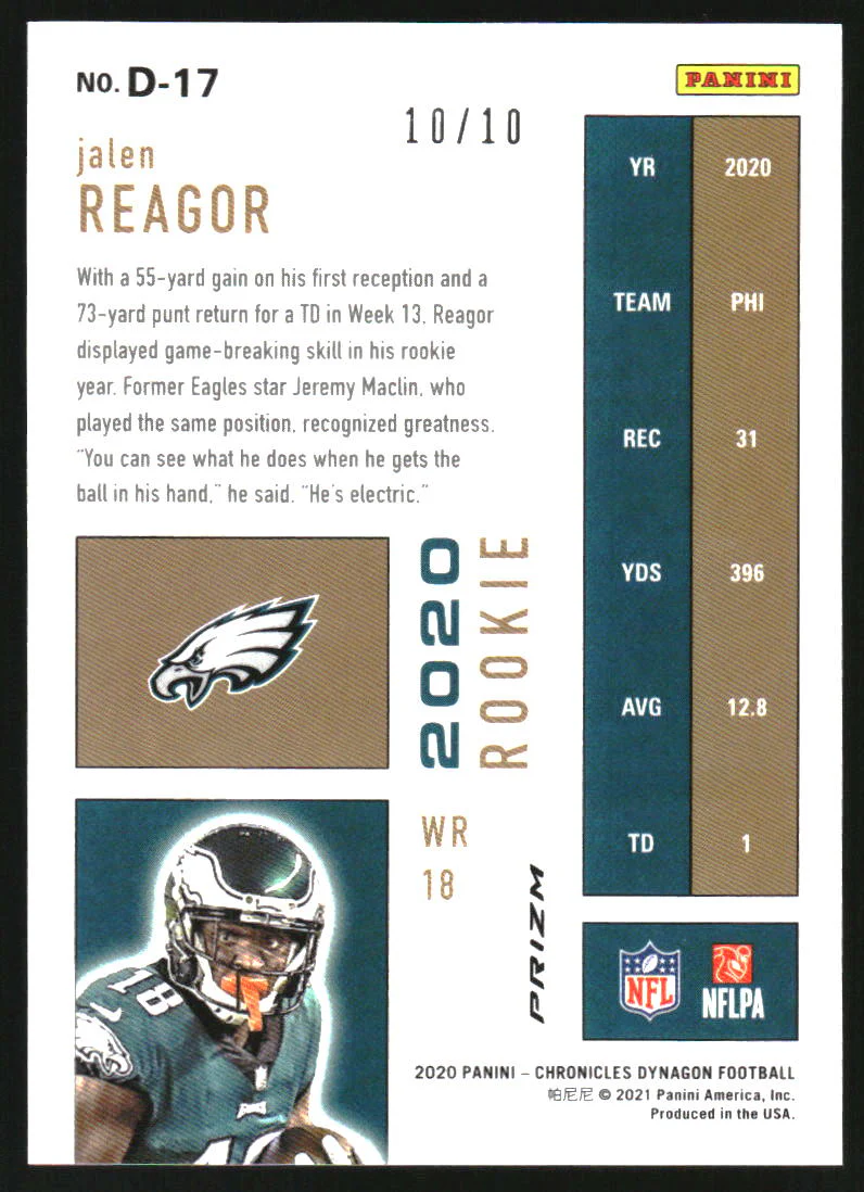 2020 Dynagon Rookies Gold #17 Jalen Reagor RC Rookie /10 - Image 2
