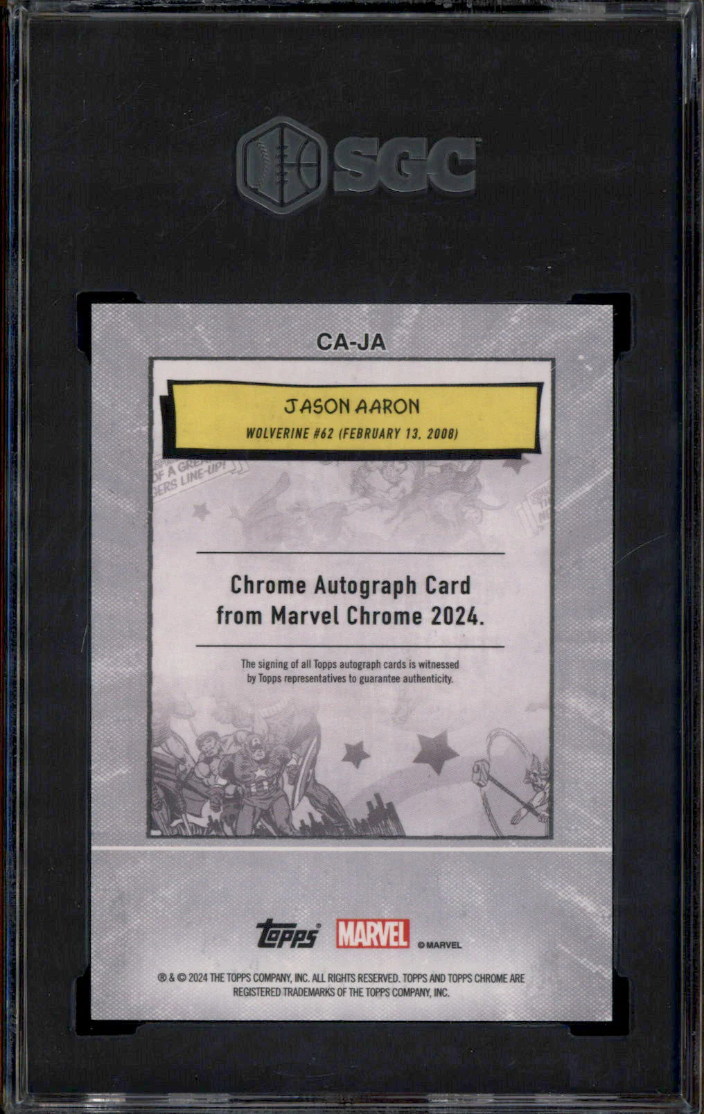 2024 Topps Chrome Marvel Artist Auto Green Raywave Jason Aaron /99 SGC 9.5 - Image 2