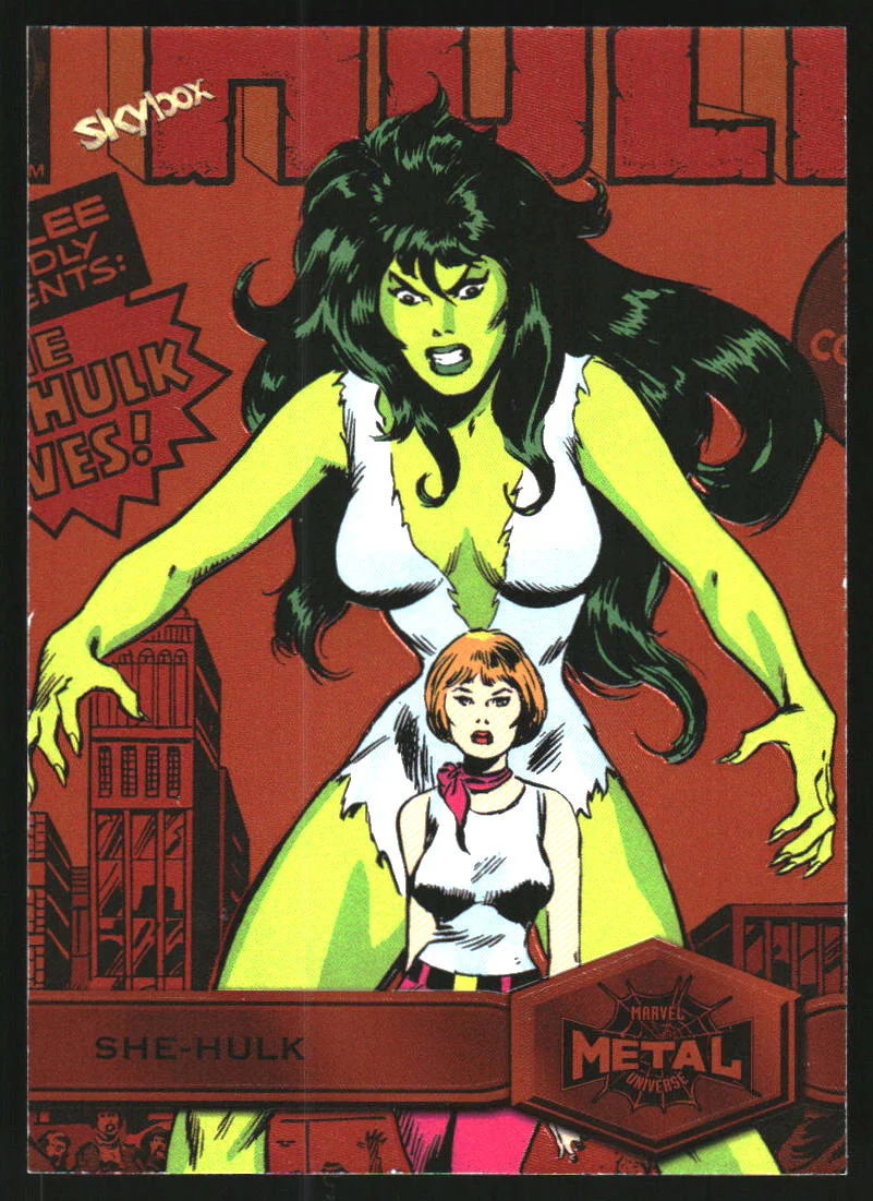 2022 SkyBox Marvel Metal Universe Spider-Man Light FX Orange #177 She-Hulk /25
