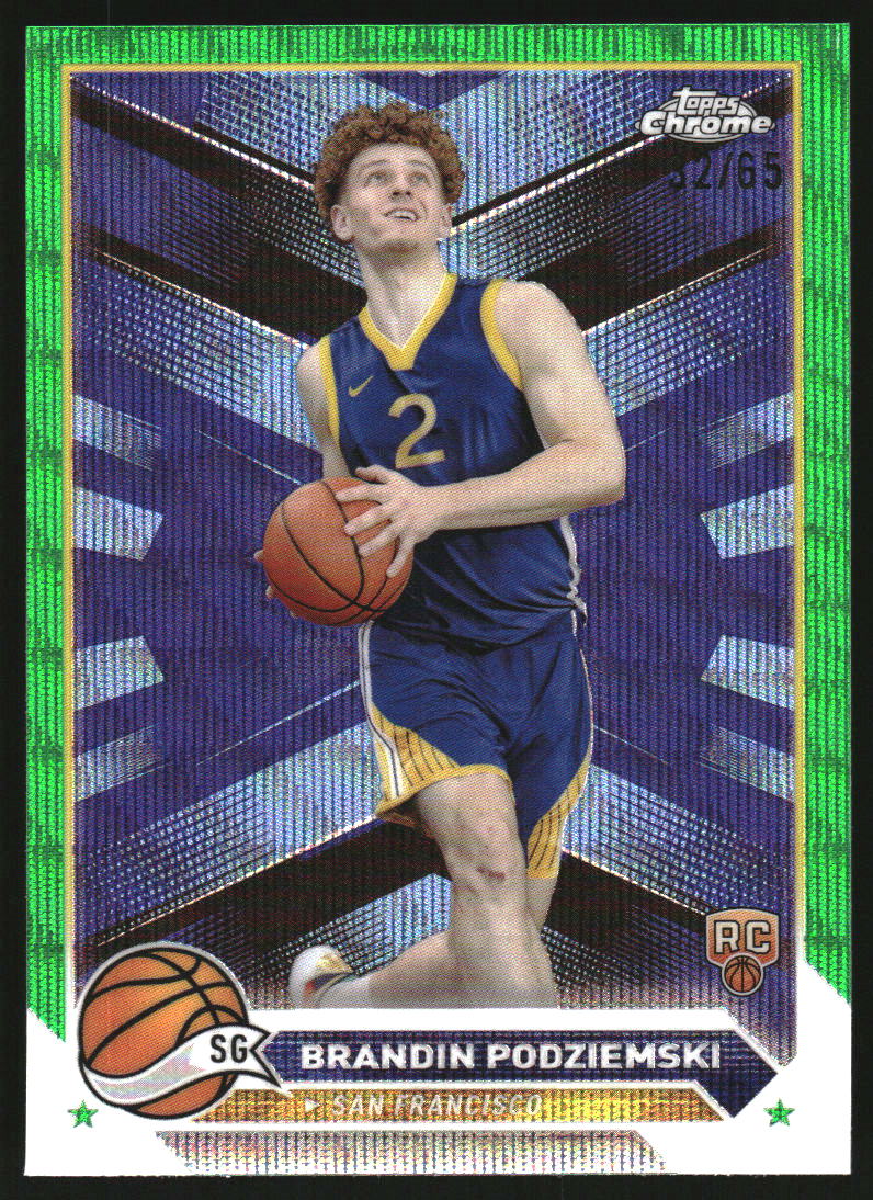 2023-24 Topps Chrome Green Wave Refractors #190 Brandin Podziemski RC /65