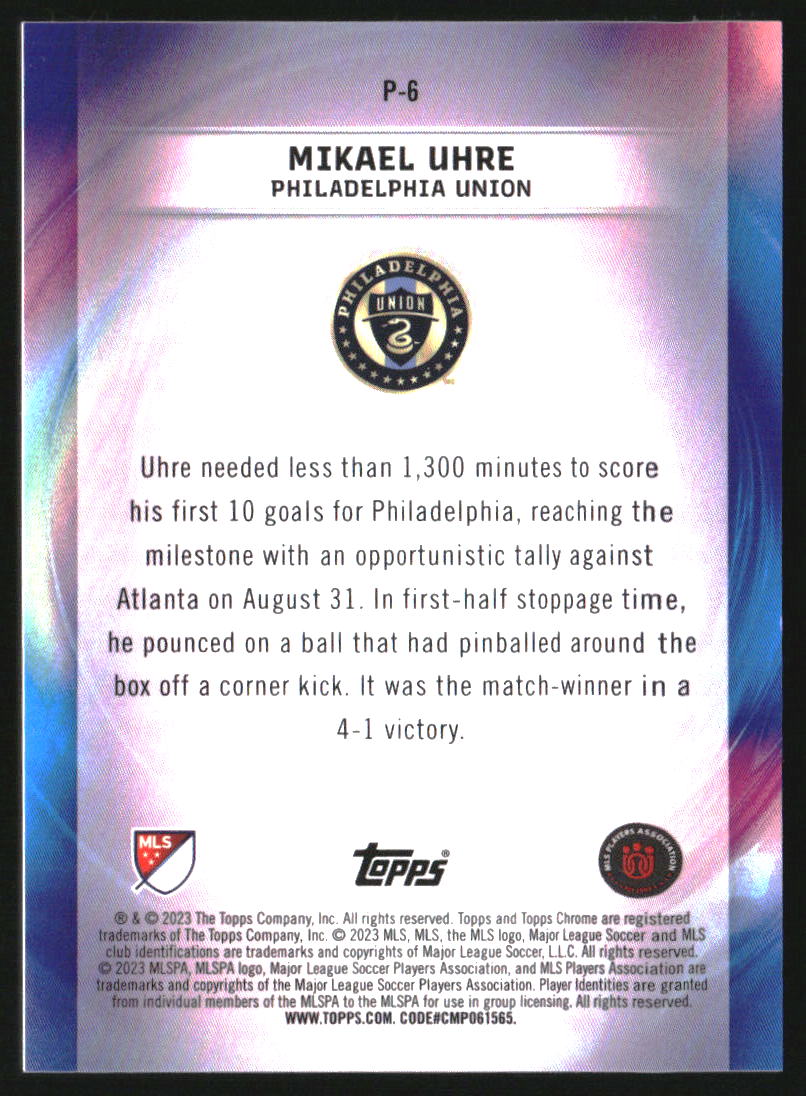 2023 Topps Chrome MLS Pearlers #P6 Mikael Uhre RC Rookie - Image 2