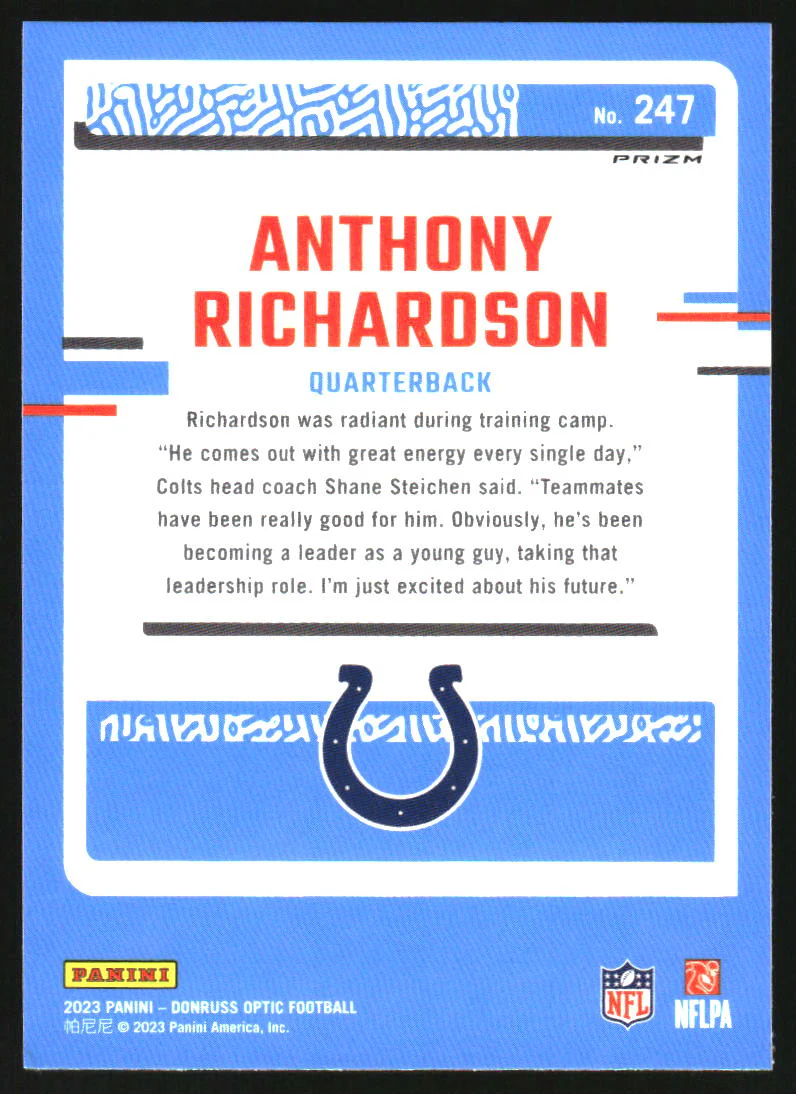 2023 Donruss Optic Green Hyper #247 Anthony Richardson RR RC Rookie - Image 2