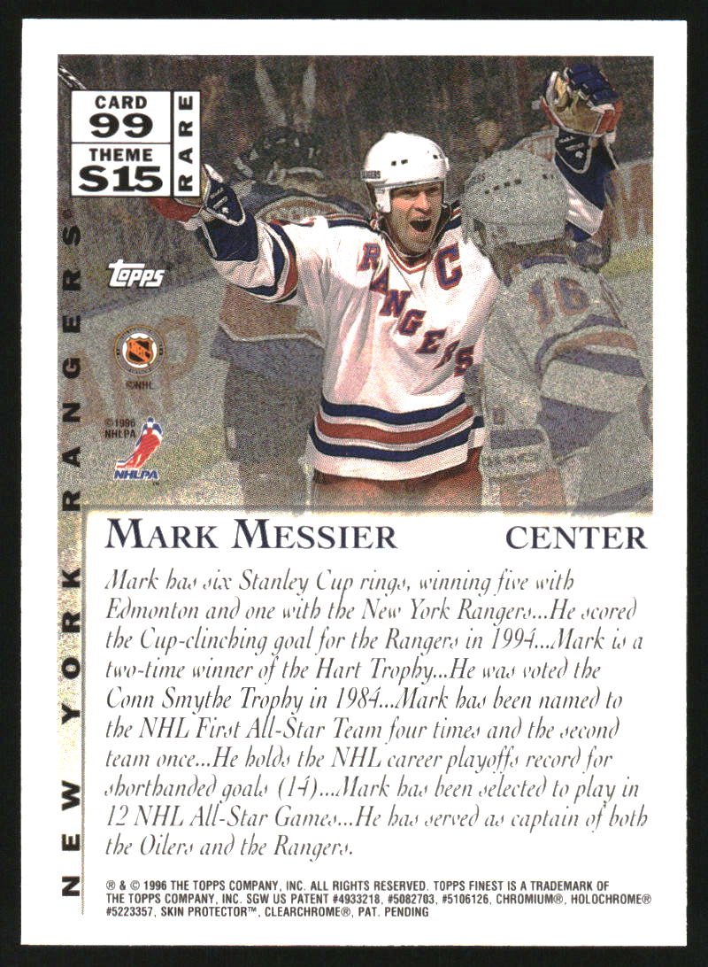 1995-96 Finest #99 Mark Messier - Image 2