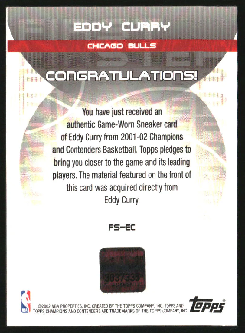 2001-02 Topps TCC First Step Sneakers #FSEC Eddy Curry - Image 2