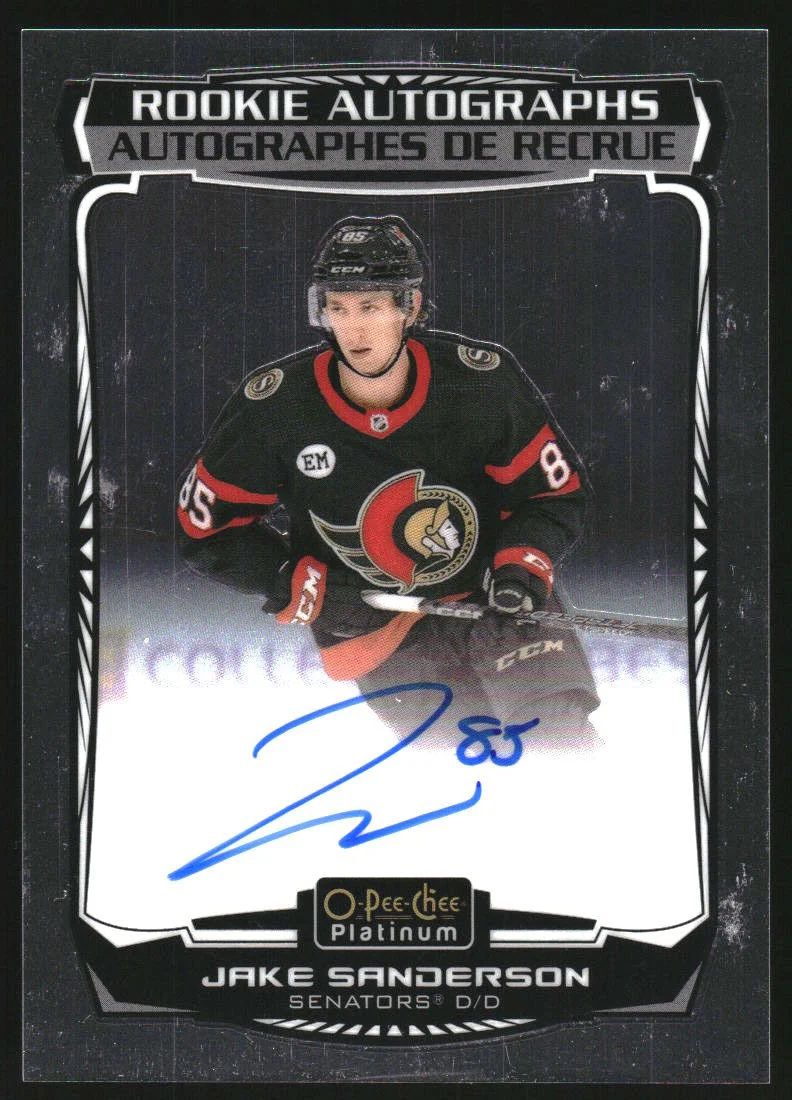 2022-23 O-Pee-Chee Platinum Rookie Autograph Jake Sanderson RC Auto