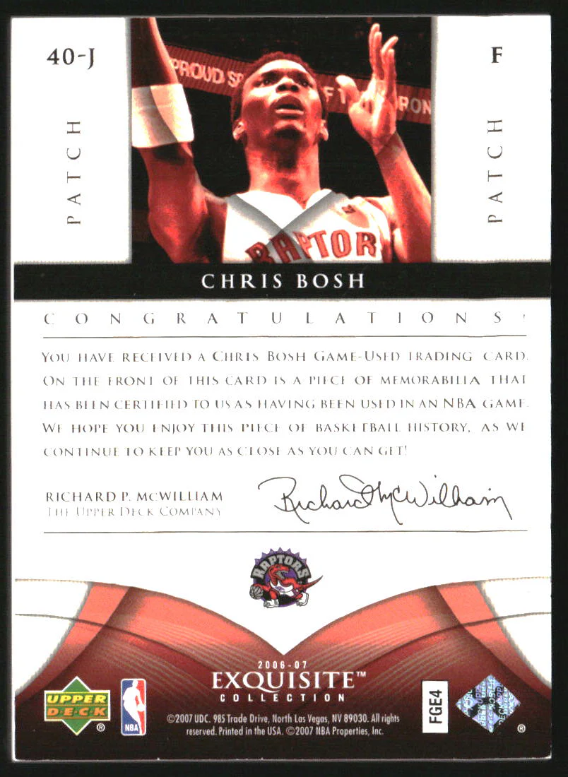 2006-07 Exquisite Collection Jerseys #40J Chris Bosh /10 - Image 2