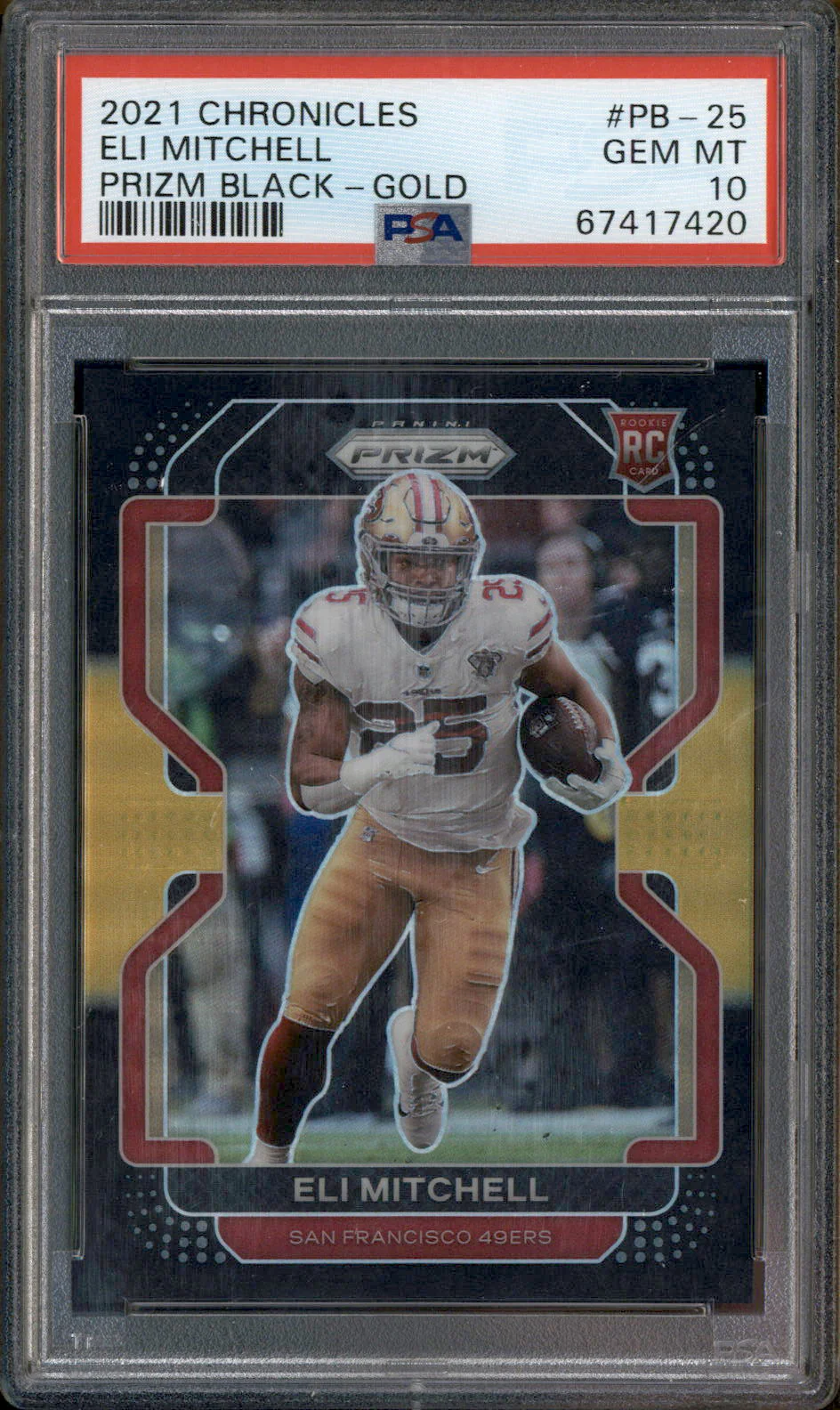 2021 Chronicles Prizm Black Gold #PB25 Eli Mitchell RC Rookie /10 PSA 10