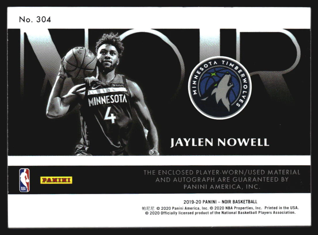 2019-20 Panini Noir #304 Jaylen Nowell RC Jersey Auto /99 - Image 2
