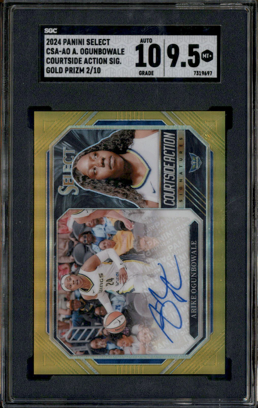 2024 Select Courtside Action Signature Gold Arike Ogunbowale Auto /10 SGC 9.5