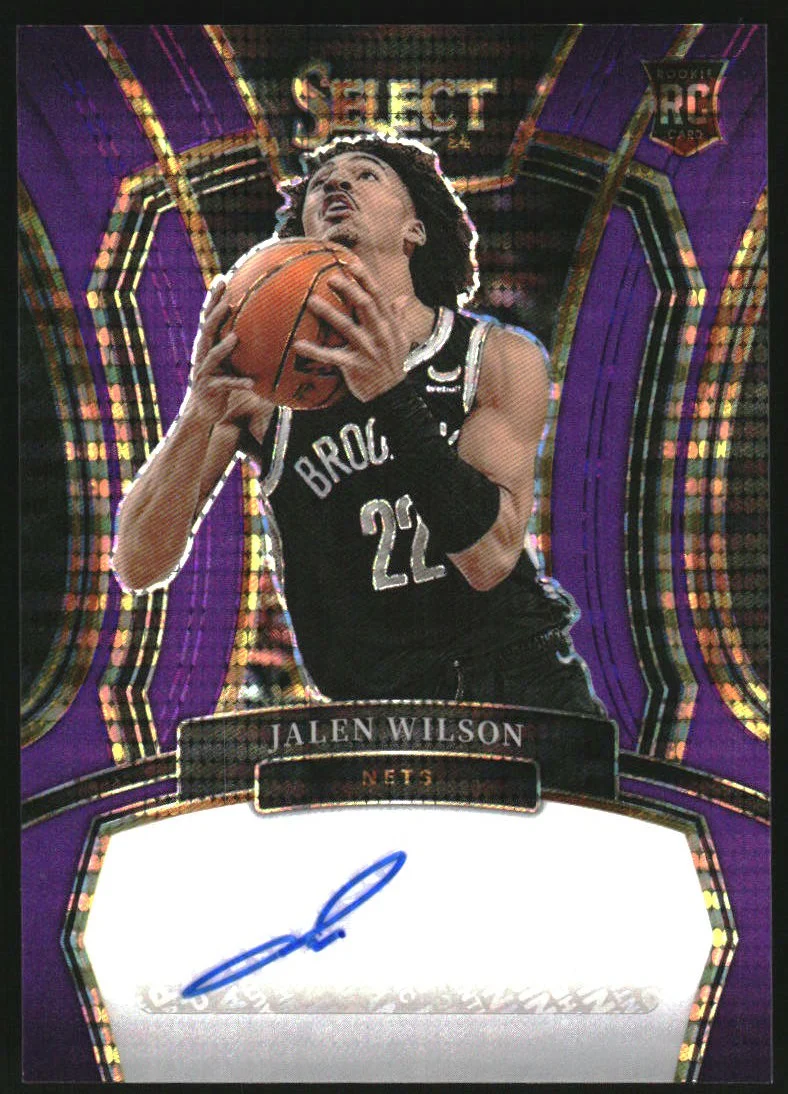 2023-24 Select Rookie Signature Neon Purple Pulsar FOTL Jalen Wilson RC Auto /15