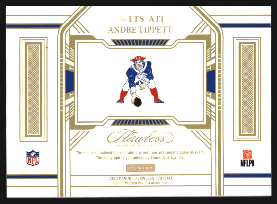 2023 Panini Flawless Symbolic Signatures Andre Tippett Auto /2 - Image 2