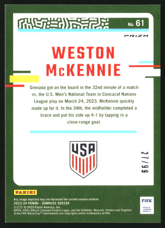 2023-24 Donruss Optic Pink Velocity #61 Weston McKennie /99 - Image 2