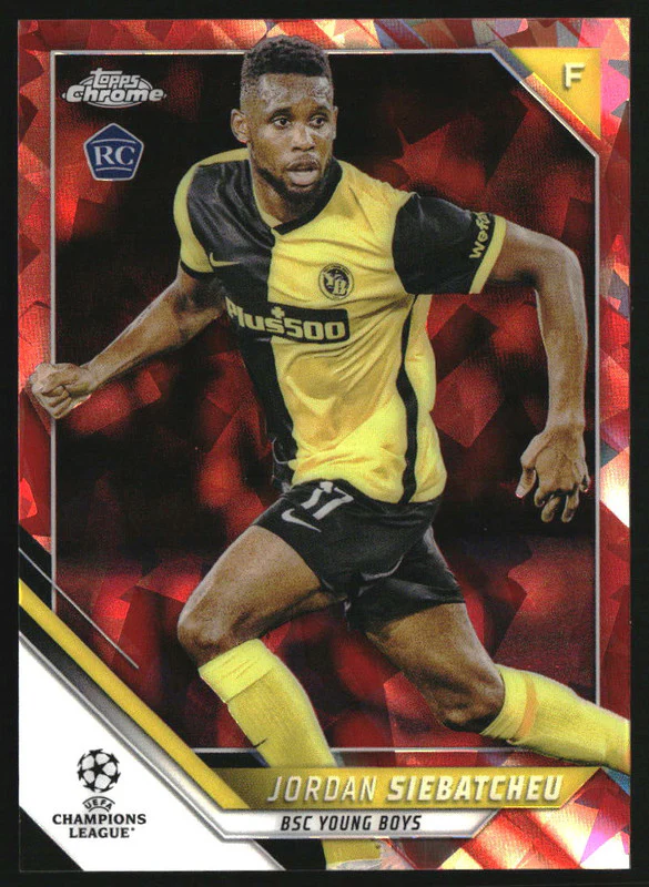 2021-22 Topps Chrome Sapphire UEFA Champions League Red Jordan Siebatcheu RC /5