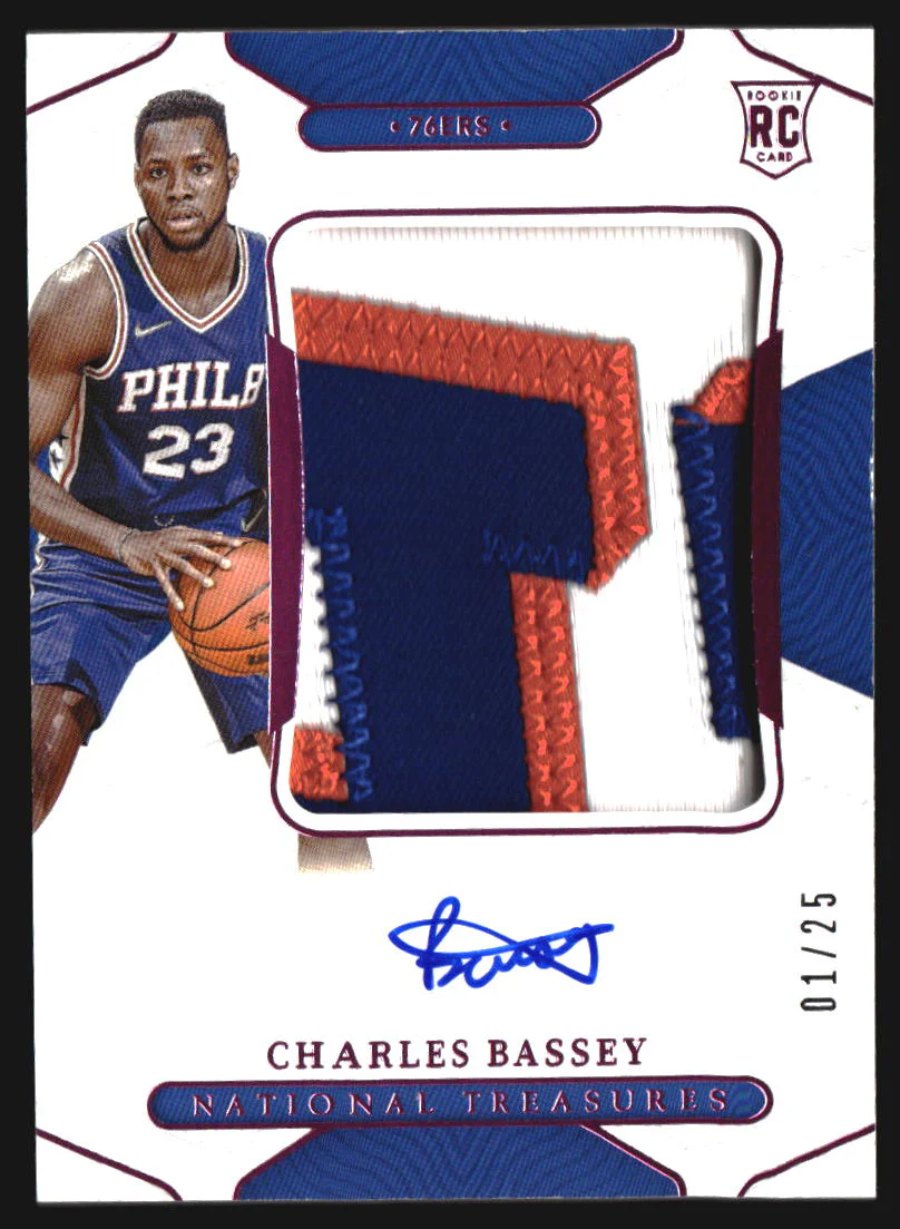 2021-22 Panini National Treasures Rookie Patch Auto Pink Charles Bassey RC /25