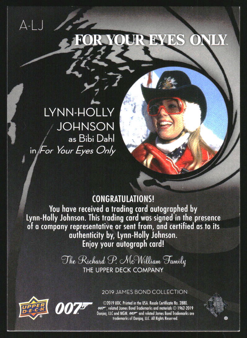 2019 Upper Deck James Bond Collection Auto Lynn-Holly Johnson as Bibi Dahl - Image 2