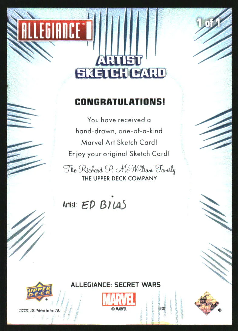 2023 Marvel Allegiance Secret Wars Sketch Card Ed Bilas 1/1 - Image 2