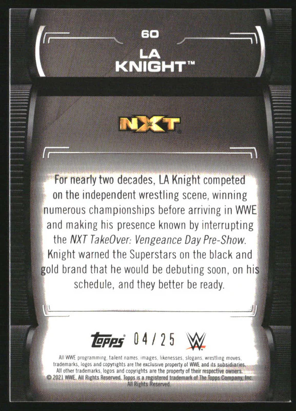 2021 Topps WWE Undisputed Blue #60 LA Knight /25 - Image 2