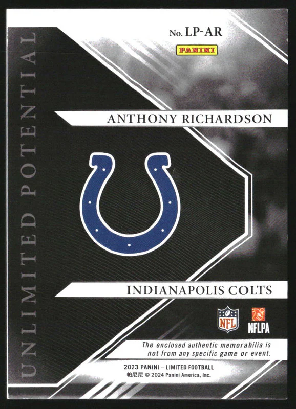 2023 Limited Unlimited Potential Jersey Silver Anthony Richardson RC /99 - Image 2