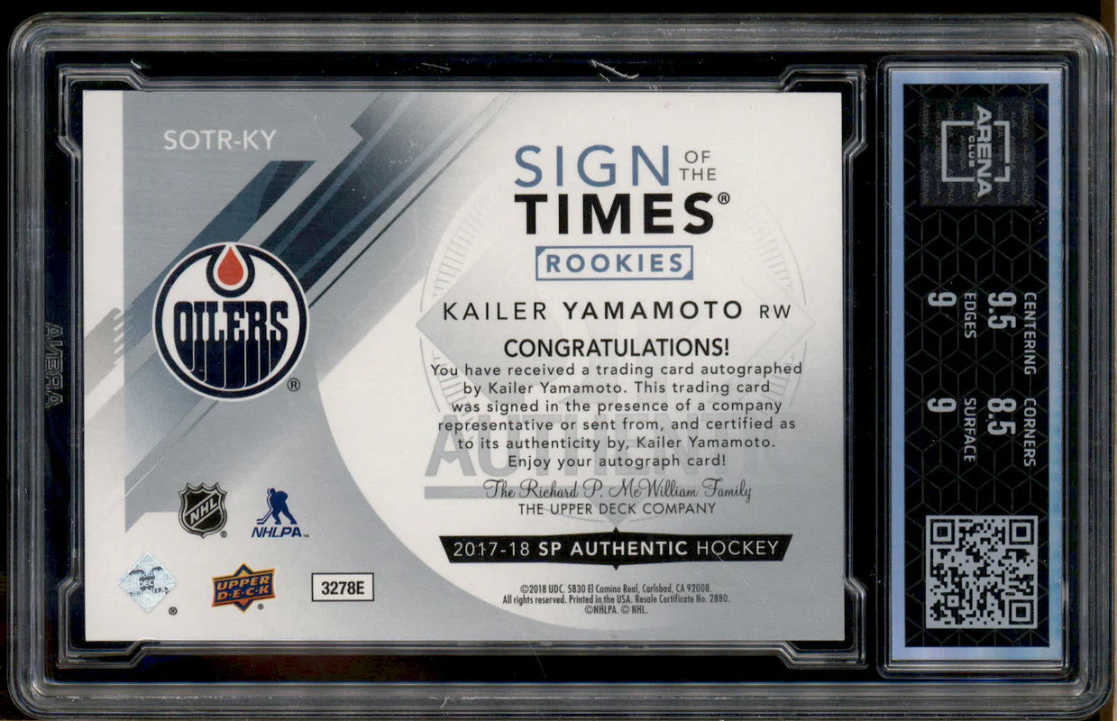 2018 SP Authentic Update Sign of the Time Auto Kailer Yamamoto /99 Arena Club 9 - Image 2