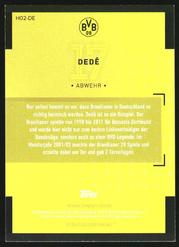 2023 Topps Helden Von Yellow #H02-DE Dede /25 - Image 2