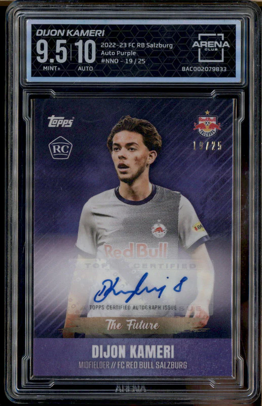 2022 FC Red Bull Salzburg Rookie Auto Purple Dijon Kameri RC /25 Arena 9.5
