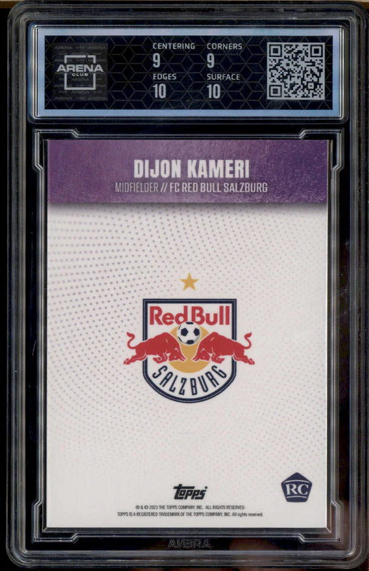 2022 FC Red Bull Salzburg Rookie Auto Purple Dijon Kameri RC /25 Arena 9.5 - Image 2