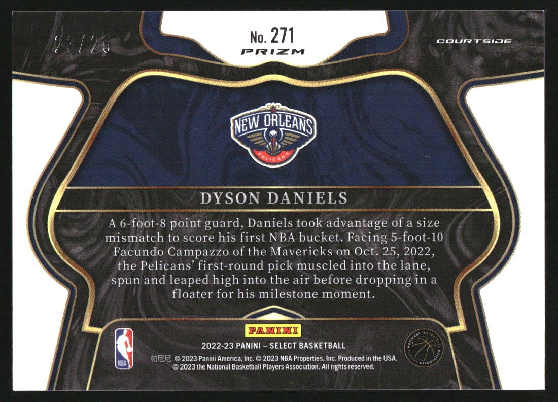 2022-23 Select Prizms Tie-Dye #271 Dyson Daniels RC Rookie /25 - Image 2