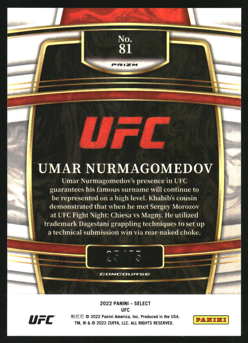 2022 Select UFC Prizms White #81 Umar Nurmagomedov RC Rookie /75 - Image 2
