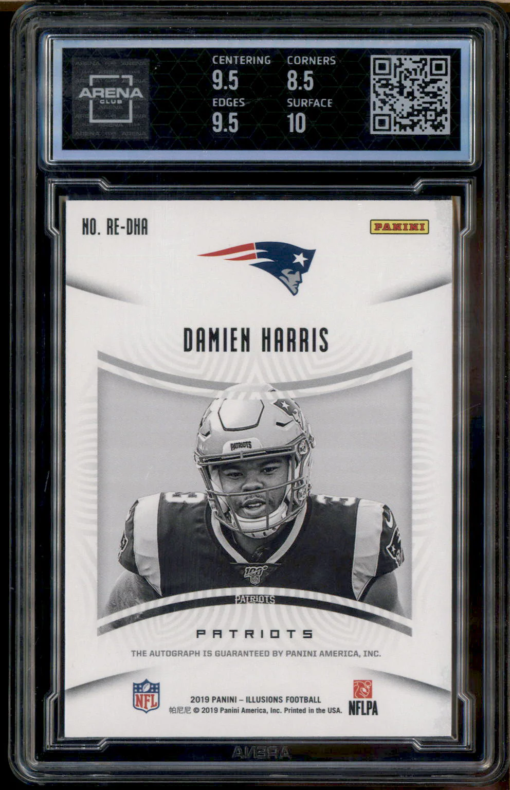 2019 Illusions Rookie Endorsements Auto Green Damien Harris RC /10 Arena Club 9 - Image 2