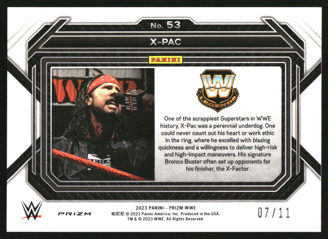 2023 Panini Prizm WWE Prizms FOTL Blue Shimmer #53 X-Pac /11 - Image 2