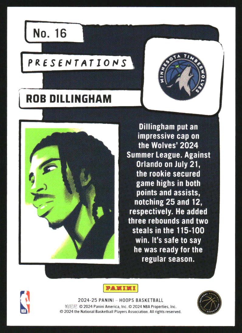 2024-25 Hoops Presentations #16 Rob Dillingham RC Rookie - Image 2