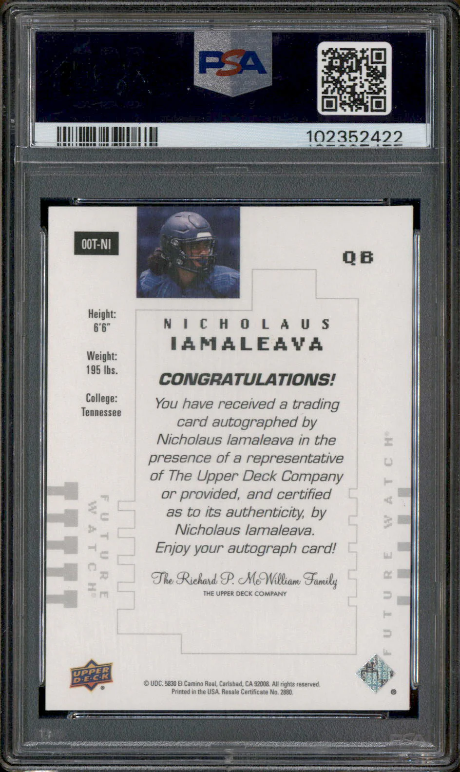 2023 Goodwin Champions SP Authentic Auto Nicholaus Iamaleava /299 PSA 10 - Image 2