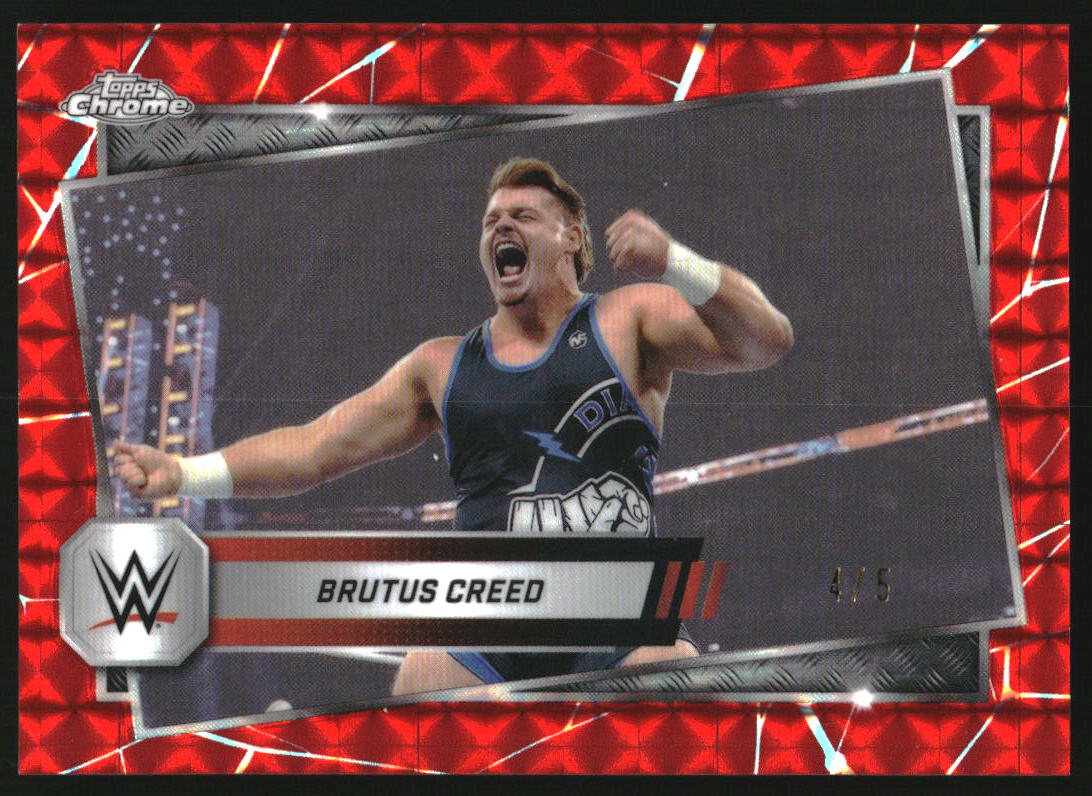 2025 Topps Chrome WWE Red Geometric Refractors #191 Brutus Creed /5