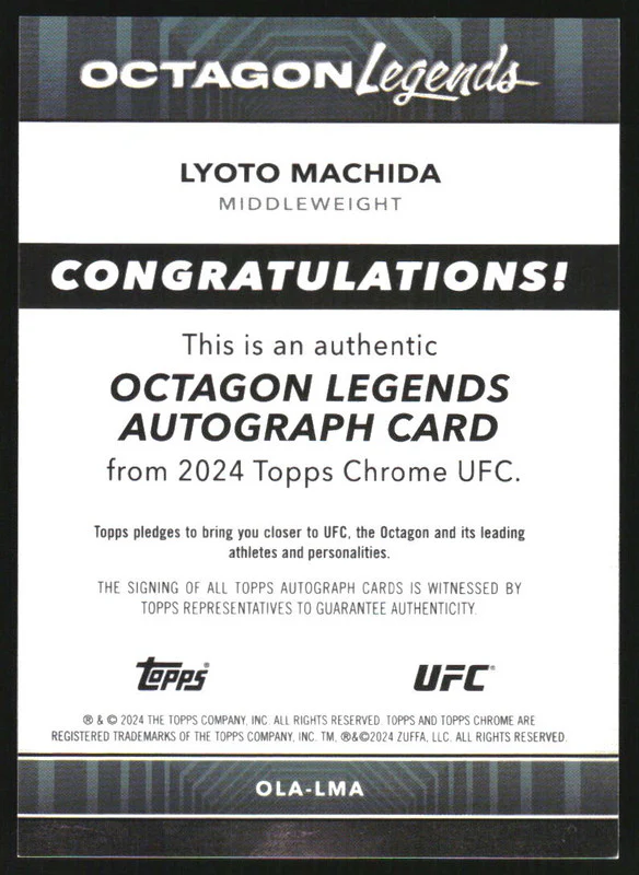 2024 Topps Chrome UFC Octagon Legends Auto Gold Refractors Lyoto Machida /50 - Image 2