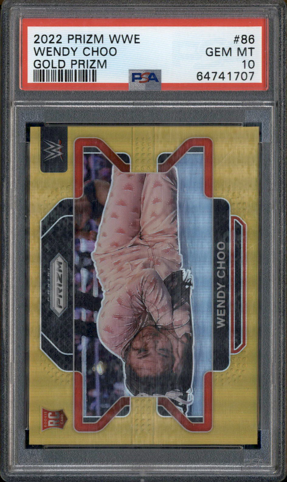 2022 Panini Prizm WWE Gold Prizm #86 Wendy Choo RC /10 PSA 10