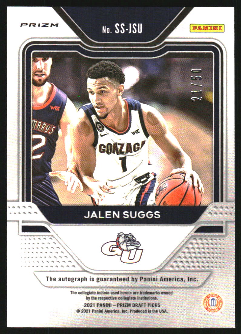 2021 Prizm Draft Sensational Signatures Purple Circles Jalen Suggs RC Auto /50 - Image 2