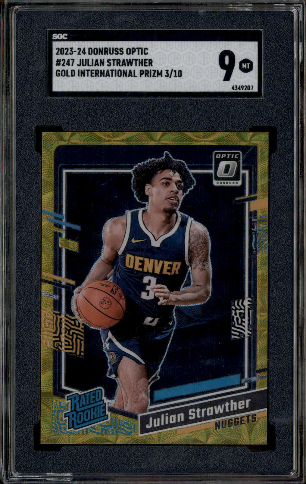2023 Donruss Optic Gold International Prizm #247 Julian Strawther RC /10 SGC 9
