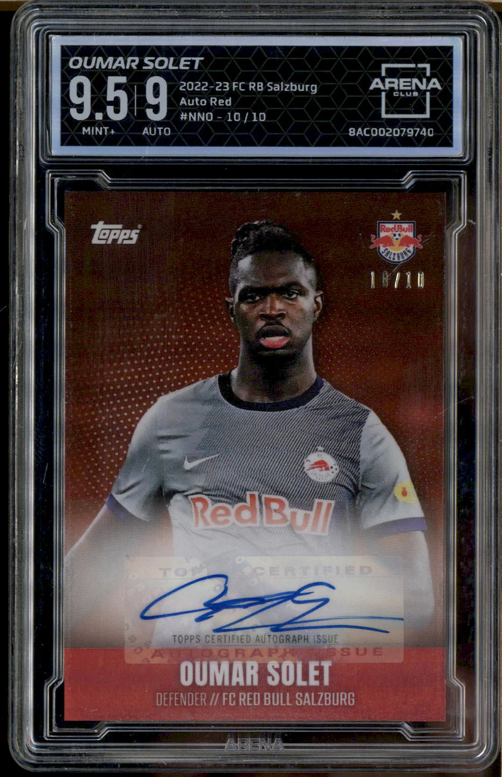 2022 FC Red Bull Salzburg Autograph Red Oumar Solet Auto /10 Arena Club 9.5