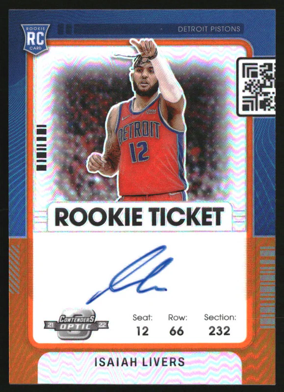 2021-22 Panini Contenders Optic Orange #134 Isaiah Livers RC Auto /25