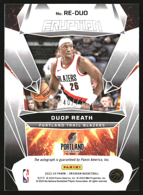 2023 Obsidian Rookie Eruption Auto Electric Etch Orange Flood Duop Reath RC /75 - Image 2