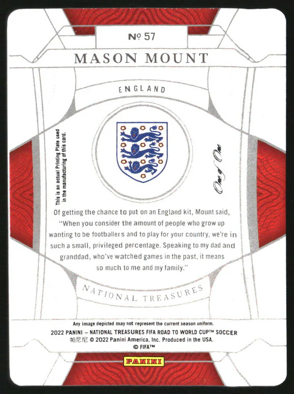 2022 National Treasures Printing Plate Black #57 Mason Mount 1/1 - Image 2