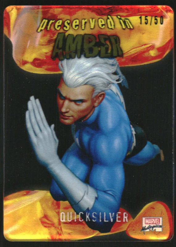2022 SkyBox Marvel Masterpieces Preserved in Amber Plexiglass Quicksilver /50