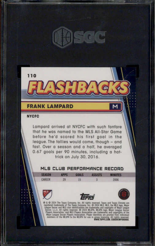 2024 Topps Chrome MLS Sapphire Red #110 Frank Lampard /5 SGC 10 - Image 2