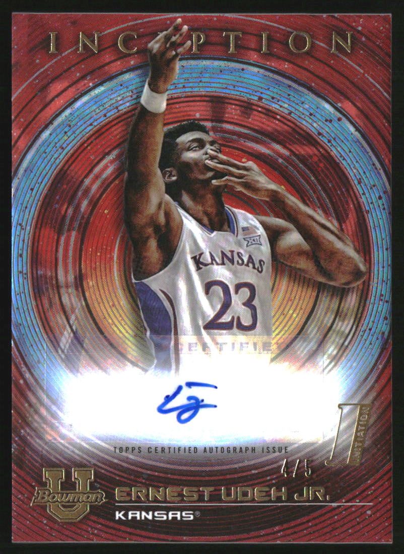 2022-23 Bowman Inception University Autographs Red Foil Ernest Udeh Jr. Auto /5