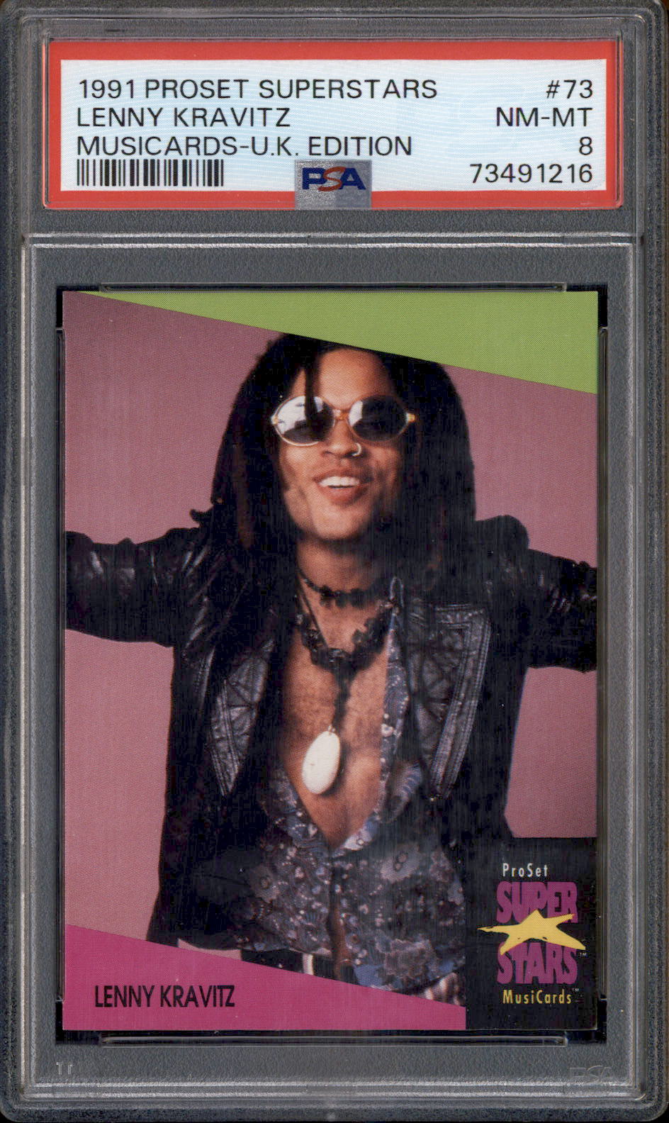 1991 Proset Superstars Musicards U.K. Edition #73 Lenny Kravitz PSA 8