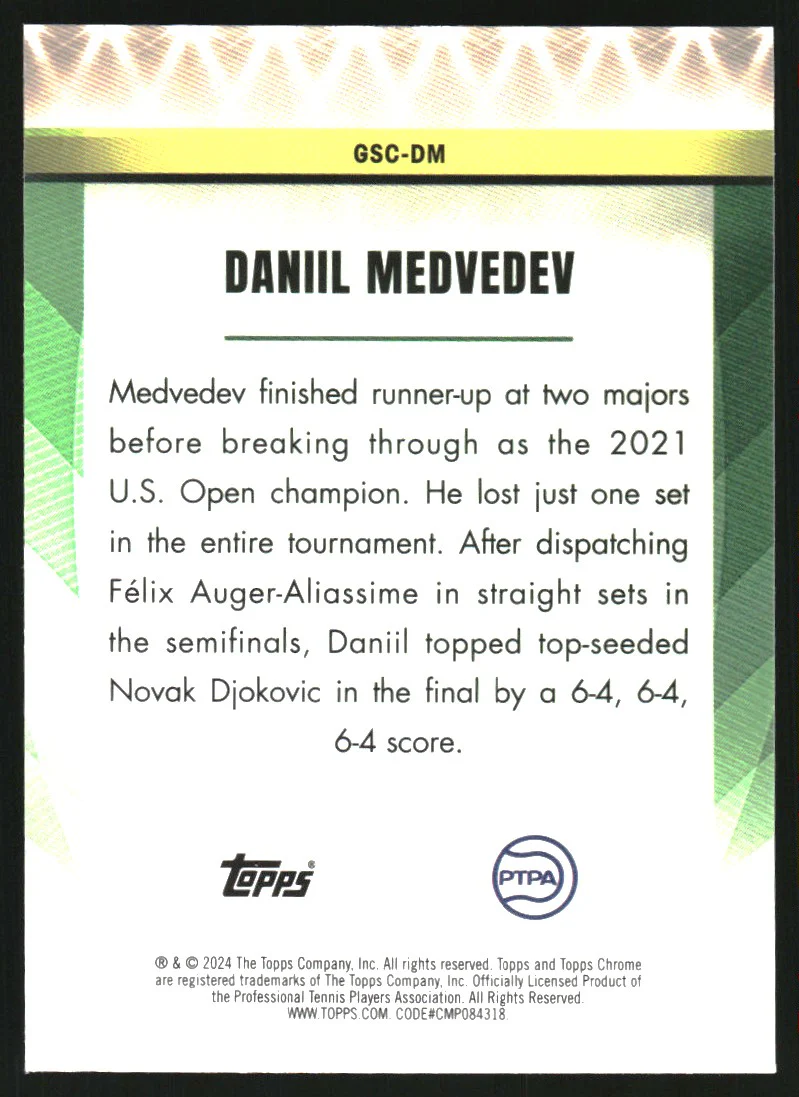 2024 Topps Chrome Grand Slam Champions Orange Refractors Daniil Medvedev /25 - Image 2