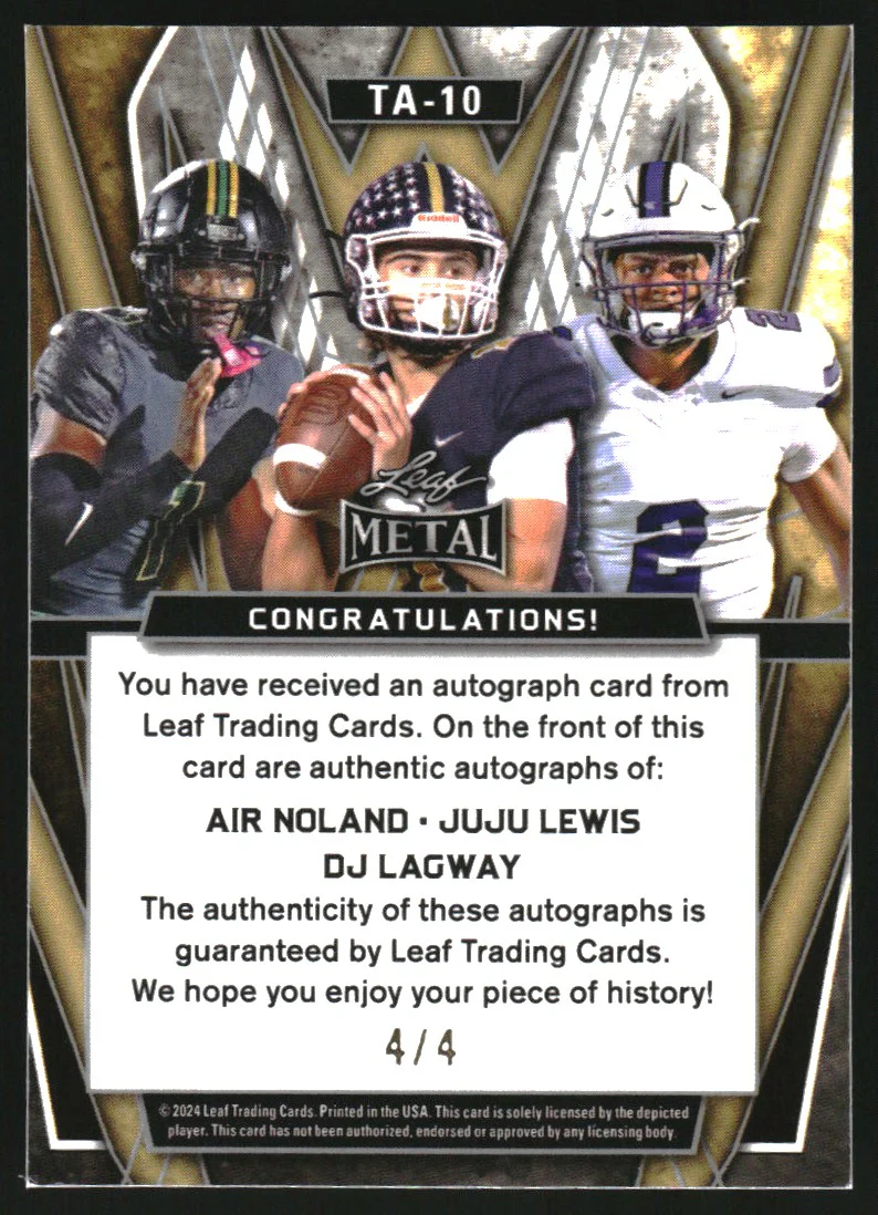 2024 Leaf Metal Triple Auto Mojo Water Air Noland JuJu Lewis DJ Lagway /4 - Image 2